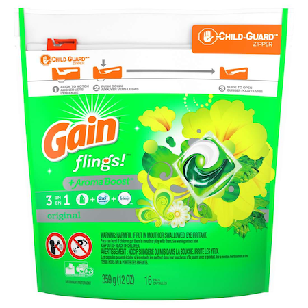 Gain Detergent Liquid Pods Flings 13 oz., PK6 93130